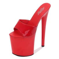 Moteriškos vasarinės basutės, lakuotos odos, seksualios platformos, aukštakulniai, atsparūs vandeniui, itin aukšti šlepetės 20 cm kulnas 10 cm nuo LFD 41 raudona