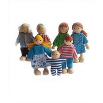 Lėlių šeima Lėlių namas vaikams Dovanų medinis 7Pcs,Stripe įvairiaspalvis