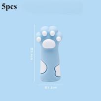 5pcs Cartoon Pencil Sleeve, Super Cute Cat Paw Pencil Cap, Pencil Soft Silicone Protector 5pcs mėlyna