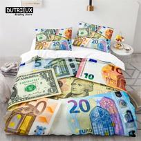 Spalvingas Pinigų Patalynės Komplektas JAV Dolerio Banknotai Antklodės Užvalkalų Komplektas 3D Spausdinimo Antklodės Užvalkalas Su Pagalvių Užvalkalais Miegamojo Dekoras 140x200cm 3pcs gray