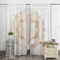 Mandala Rašto Bohemiškos Užuolaidos Indiško Hipio Stiliaus Mėlynos ir Sidabrinės Spalvos Užuolaidos Svetainės Miegamojo Namų Dekoro Užuolaidos 100W160H(CM)40x63in&Grommet Top