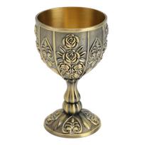 Metalinė reljefinė vyno taurė, vintažinis gėlių raštas, išskirtinės detalės, metalinė vyno taurė namų dekoravimui L