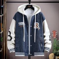 Spring Denim Jacket Teen Boy 13 Junior High School Students New Style Handsome Fake Two-piece Versatile Jacket XL black