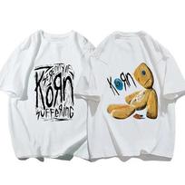 Korn Roko Grupės Marškinėliai su Spauda Korn PASAULINĖS Ekskursijos Muzikiniai Marškinėliai Vyrams Moterims Laisvi Trumpomis Rankovėmis Vasaros Atsitiktiniai Hip Hop Gatvės Drabužiai 3XL balta