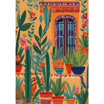 Ryškus Meksikos Pastato Plakatas Spalvingas Gėlių Botaninis Peizažas Drobės Spaudiniai Tapyba Sienos Menas Namų Kambario Dekoravimui 50x70cm No Framed blue