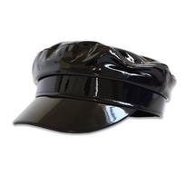 PU Beret British Elegant Shiny Black Painter Hat Grandpa Hat Cabbie Hat for Outdoor Walk Club Cabbie Hat black