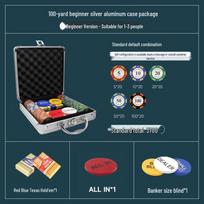 Aukščiausios klasės Texas Hold'em pokerio rinkinys: Karūnos molio žetonai, Mahjong kortos, Aliuminio dėklas, Pokerio stalo drobulė black