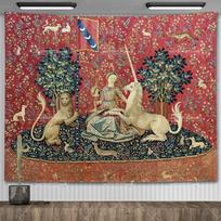 Viduramžių Dama ir Vienaragis Gobelenas Sienų Pakaba Daugiafunkcis Namų Dekoras Fono Dekoras Lovatiesė Antklodė Kilimėlis Uždangalas 95x73cm beige