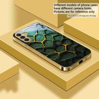 Abstract Geometry Art For Samsung A 31 32 A33 A34 35 14 A15 13 16 25 26 50 52 53 54 55 56 70 71 72 73 Golden glass phone case Galaxy A73 5G orange