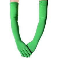 Women Long Sleeve Gloves Beautiful Solid Etiquettes Gloves Mardi Gras Mitten žalia