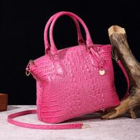 Europos, Amerikos, Vidurio Rytų Nešiojama ant peties Retro Moteriška Rankinė Daugiaspalvė Krokodilo Rašto Brahmin pink
