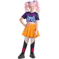 K-Pop Children Mira Rumi Zoey Demon Hunters Cosplay Costume for Girl Halloween Party Stage Pattern Role Play Clothes 110cm orange