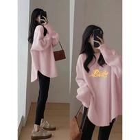 Women's Mid-Length White Hoodie with Shark Pants - Autumn/Winter 2025 Large rožinė