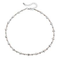 Sweet and cool Spice Girl wind star beaded necklace, personalized short niche design collarbone chain white