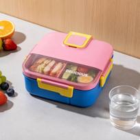 Large Capacity Square Lunch Box with Compartments Microwave Safe for Students and Office Workers Cross Border New rožinė