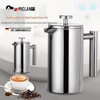 Double-Layer Stainless Steel French Press Coffee & Tea Infuser with Thermal Carafe 350ml gray