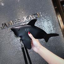 Euro-America Style Shark Shoulder Bag PU Flap Purse Mini Bag Lovely Animal Crossbody Funny Bag juoda