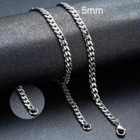 Atsparus vandeniui nerūdijančio plieno kubietiškos grandinėlės karoliai, 5/7/9mm Miami curb grandinėlės apykaklė unisex papuošalas vyrams ir moterims 50cm gray