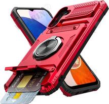 Dėklas Samsung S26 Ultra S25 S24 S23 Ultra A57 A37 A17 Magnetinis Besisukantis Žiedas Stovas Atsparus Smūgiams Piniginės Dangtelis Galaxy A37 raudona