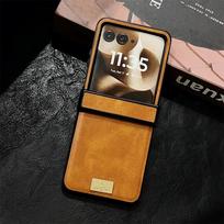 Z Flip7 Retro Leather Hard Shell Phone Case for Samsung Galaxy Z Flip 7 fe 6 5 4 3 Flip6 Flip5 with Hinge Protective Cover Galaxy Z Flip7 FE ruda