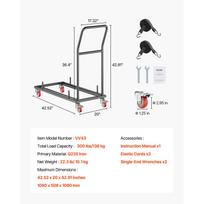 SucceBuy 300LBS Folding Chair Rack Cart L-shape Horizontal Placement with Rubber Wheels Metal Chair Storage Dolly for 25 Chairs 300LBS gray