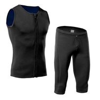 2mm Neoprene Wetsuit Shorts Vest Set Diving Snorkeling Surfing Thermal Swimsuit for Men Women Shorts Vest Set L black