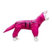 Neperšlampamas šuns lietpaltis-kombinezonas su nuimamu gobtuvu, pilnai dengiantis kojas lietpaltis dideliems šunims, atspindintis, reguliuojamas (Deep pink,Xl 12.5-17.5kg) giliai rausva spalva