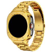 Viskas viename Metalinis apsauginis dėklas ir Nerūdijančio plieno Dirželis Verslo juosta Skirta Samsung Galaxy Watch Ultra 47mm 2025 Apyrankės Juostos For Galaxy Ultra2025 auksas