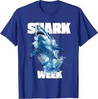 Week 2026 Shark Fish Ocean Animal Wildlife Beach Fishing T-Shirt M blue