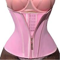 Women Zipper Buckle Latex Waist Trainer Hourglass Body Shaping Belt M abrikosas