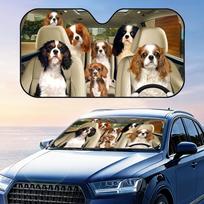 Cavalier King Charles Spaniel Sun Visor Reusable Aluminum Foil Windshield UV Protection Heat Insulation Cover Sun Visor Sunshade 130x70cm gray