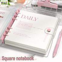 Luxury PVC Leather Square Binder Notebook, Detachable, Minimalist Style Vocabulary 60 sheets/120 pages