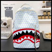 Schoolbag new large-capacity student schoolbag personalized shark funny creative backpack ugly cute travel commuter backpack single bag mėlyna