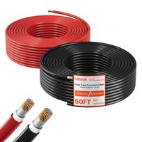 VEVOR Solar Panel Wire, 15.24 m Black + Red Kit, 10 AWG (6 mm²) Solar Panel Extension Cable, PV Tinned Copper Wire