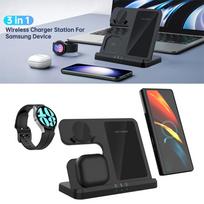 3-in-1 Wireless Charger Stand Q10B Black for Samsung Galaxy Watch gray