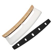 Double Wooden-Handled Stainless Steel Pizza Cutter Knife