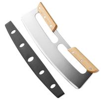 Double Wooden-Handled Stainless Steel Pizza Cutter Knife