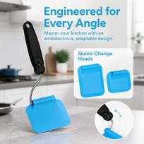 Swappable Head Adjustable Angle Spatula Black Blue Non Stick Turner  Eggs Pancakes Burgers