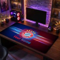Bayern Munich Custom Large Mouse Pad, Personalized Name Text Print, Football Logo Non‑Slip Desk Mat Gaming Gift 40cmx90cm