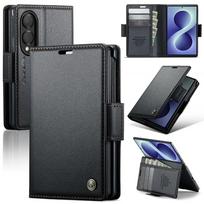 Wallet Phone Case for Samsung Galaxy Z Fold 5G, SZMUGUA Imitation Leather, Shockproof, Card Slots Galaxy Z Fold 8 juoda
