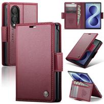 Wallet Phone Case for Samsung Galaxy Z Fold 5G, SZMUGUA Imitation Leather, Shockproof, Card Slots Galaxy Z Fold6 raudona