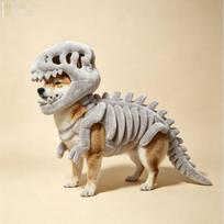 Tamsoje šviečiantis dinozauro skeletas naminių gyvūnėlių kostiumas šunims bohemiško stiliaus vilnos šiltas drabužis S M L Medium pilka