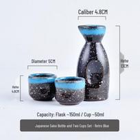 Retro Japanese Sakeware Set with Decanter Warmer and Baijiu Cups for Home Use Wooden Tray