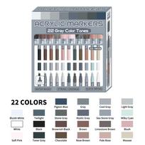 Gray/Skin Tones Acrylic Paint Pens Coloring Painting Markers Set  Wood Canvas Rock Glass 22 gray tones gray