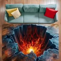 Giant 3D Volcano Magma Theme Rug Fiery Lava-Inspired Carpet for Bedroom Living Space Non-Slip Floor Mat Kids’ Playroom Doormat 50 x80cm