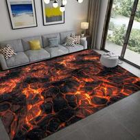 Giant 3D Volcano Magma Theme Rug Fiery Lava-Inspired Carpet for Bedroom Living Space Non-Slip Floor Mat Kids’ Playroom Doormat 80 x120cm