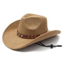 Vintage Suede Western Cowboy Hat Wide Brim Unisex Riding Jazz Sun Hat One Size kupranugaris