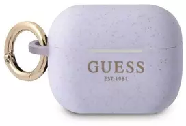 Guess GUAPSGGEU AirPods Pro apsauginis dėklas, violetinis/violetinis, silikono blizgučiai