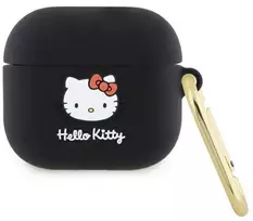 Hello Kitty Silikoninis 3D Kitty galvos dėklas, skirtas AirPods 3 - juodas