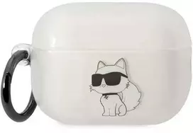Karl Lagerfeld KLAP2HNCHTCT Airpods Pro 2 apsauginis dėklas, skaidrus, Ikonik Choupette